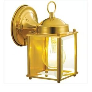 Hampton Bay 7.7 in. 1 Light Polished Brass Outdoor Wall Lantern Sconce